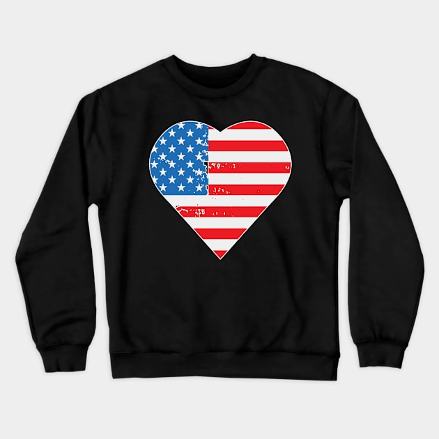 American Flag Heart 4th Of July Crewneck Sweatshirt by ssflower